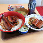 すき家 - 特うな丼しじみ汁おしんこセット、特うな牛皿