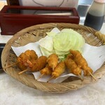 Kikuikatsu - 馬肉の串カツ、大エビ、シイタケ