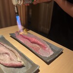 Fukushima Yakiniku Toushirou - 名物 豪快炙り寿司