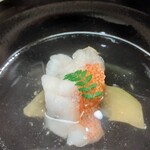 鮨 冨味 - 椀物：キンキと丸茄子のお椀