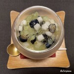 御料理 寺沢 - ブルーベリーと梨とクリームチーズのブランマンジェ