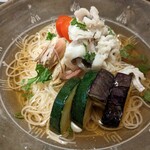 魚の台所　和樂 - 鱧のせぶっかけ素麺。