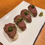 金のだししゃぶ 八馬 - 炙り肉寿司