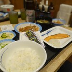 松屋 - 焼鮭定食、牛皿、納豆