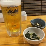 Umi he - 生ビール大(生ビールの飲み放題が2時間で649円)