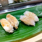 すし処 新田中 - 北寄貝、小鯛昆布〆