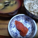 Mentaipaku - 蜆の味噌汁と明太子で朝ご飯♬