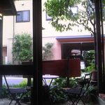 清涼堂 - 店内 客席から外の景色を眺める。
