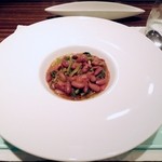 ＴＲＡＴＴＯＲＩＡ　ＳＣＡＣＣＯＭＡＴＴＯ - うずら豆と野沢菜とトマトの煮物。スープ