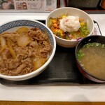 Yoshinoya - 牛丼448円、ポテトサラダセット228円