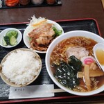 丸福 - ラーメンと生姜焼セット1,040円