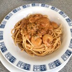 ミオ・パスタ - ランチメニューの小海老のトマトクリームスパゲティ