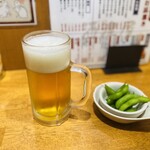 酒津屋 - せんべろセット(生と枝豆)