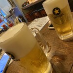 やきとり 河崎屋 - サッポロ生　１９まで半額！　3杯かな！