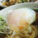 鬼はそと福はうち - １日２０食限定　極厚角煮・海老天・温玉入りカレーうどん　１４００円　温玉　【　２０１３年８月　】　