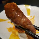 西麻布 焼肉 X - たまらん ( 〃▽〃)漬け卵黄の ソース