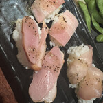 Nikuzushi To Sashimi Tabehoudai Kakurega Koshitsu Itamae - プリセットの肉寿司、鴨、ベーコン、生ハム