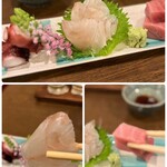 和食 もろ美 - 蛸、平目の昆布締め、中トロ…どれも鮮度良く
美味しいです♡(*´Д｀*)
中トロは甘くてお口の中でとろけて無くなりました〜♡(*´-`)