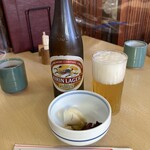 阿づ満庵 - 瓶ビール　お新香(アルコール注文の方に付きます)