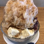 三日月堂珈琲 - ほうじ茶 605円＋小豆 55円＋わらびもち（きなこ） 110円＝770円なり