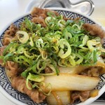 Yoshinoya - ねぎ玉牛丼・盛りつけ後