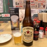 もつ焼男体山 - サッポロラガービール 大瓶 649円