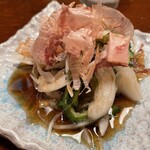 炭火焼鳥 やきくら - ゴーヤの酢の物。って！おい〜！うますぎるんだけど…。ポン酢含めて大将の手作りだから、常連的には結局こうなるよねっという美味さ♡