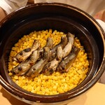 銀座 しのはら - 鮎と玉蜀黍のご飯
