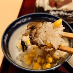 銀座 しのはら - 鮎と玉蜀黍のご飯