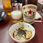 杉井酒店 - 赤星大瓶とまぐろ山かけ