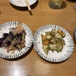 大衆食堂 てんぐ大ホール - 揚げなす、長芋の唐揚げ（サクサクで美味しい）