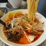 男前☆飛雄馬 - 冷やし甘エビ塩レモンラーメン麺リフト(中太麺)