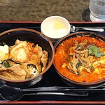 Anraku tei - 安楽亭 葛西店 豚スタミナ丼ランチ 500円 ＋ スープを辛口ユッケジャンスープに変更 308円（共に税込）