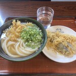 枡うどん - 冷かけうどん 290円　ナス天 130円