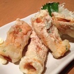 浜焼太郎 - ちくわの磯辺揚げ、マヨネーズとしょうゆと七味で和えたら美味しかった。