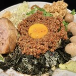 豚風。 - 限定『つめたいわん 山葵』（1,300円）＋燻製うずら（150円）＋ショウガ（50円）、ニンニク・ホアジャオ