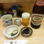 瓶ビール（５００円）、お新香