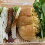ケーワン - ハムサンドはジューシー、カツサンドはソースたっぷり、ハムたまごサンドは大好きなバターロールサンドです