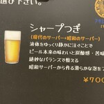 ビールスタンド重富 - シャープつぎの説明書き