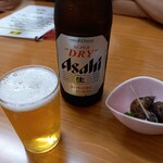 Nikaku Honten - 生ビール、お通し