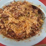 菜苑 - 純レバ丼(混ぜ後)