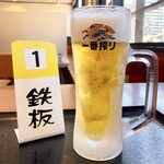 めしや食堂 - 鉄板の生ビール(そういう意味ではない)