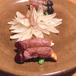 キヨノ - 松茸の牛しゃぶ巻と玉葱の菊花仕立て