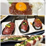 日本の酒と馬の肉 ウマ○ - 桜ユッケ、馬肉のプレミアム握り、馬鹿ナガ！馬肉押し寿司