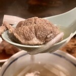 一隆 - 「牛タン焼定食」のテールスープの牛テールアップ…