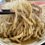ラーメン もっけだの - 『朝食セット(ラーメン)+あぶら飯』の『ハーフラーメンニンニク野菜マシマシ』の麺