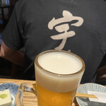 金沢炉端 魚界人 - お友達はビール(あの名店宇ちだのTシャツ)