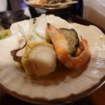 Tonosawa Ichinoyu Shinkan - 帆立と海老の味噌バター焼き2023.06.23