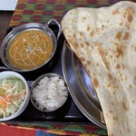 ナマステ - 料理写真:サラダ、カレー、ナン＆ライス