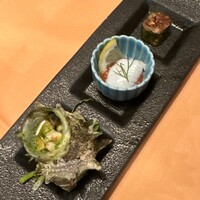 ステーキハウス キッチンリボン - サザエとイカ、牛時雨煮